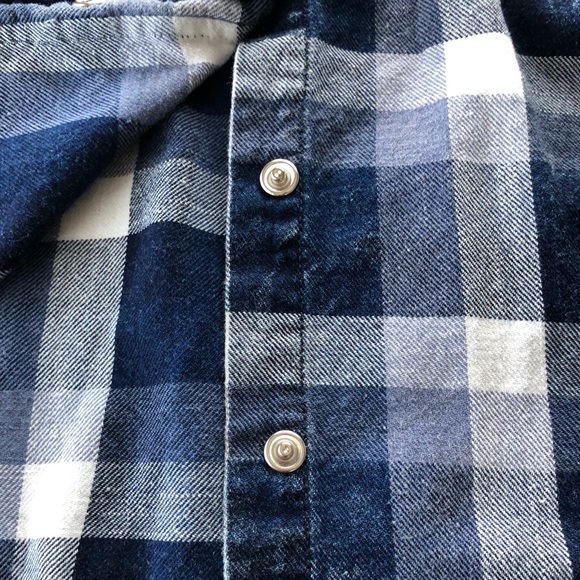 BLUENOTES -SP- Plaid, Boyfriend Fit, Pearl Snap Down Shirt in multi blue & white - Picture 4 of 7